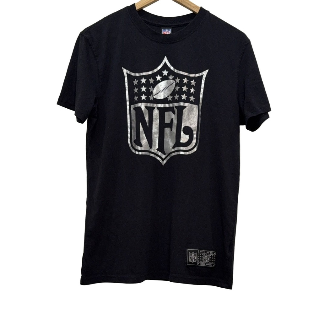 NFL Shield Logo T-Shirt Men's S‎ Black Reflective Officially Licensed Short